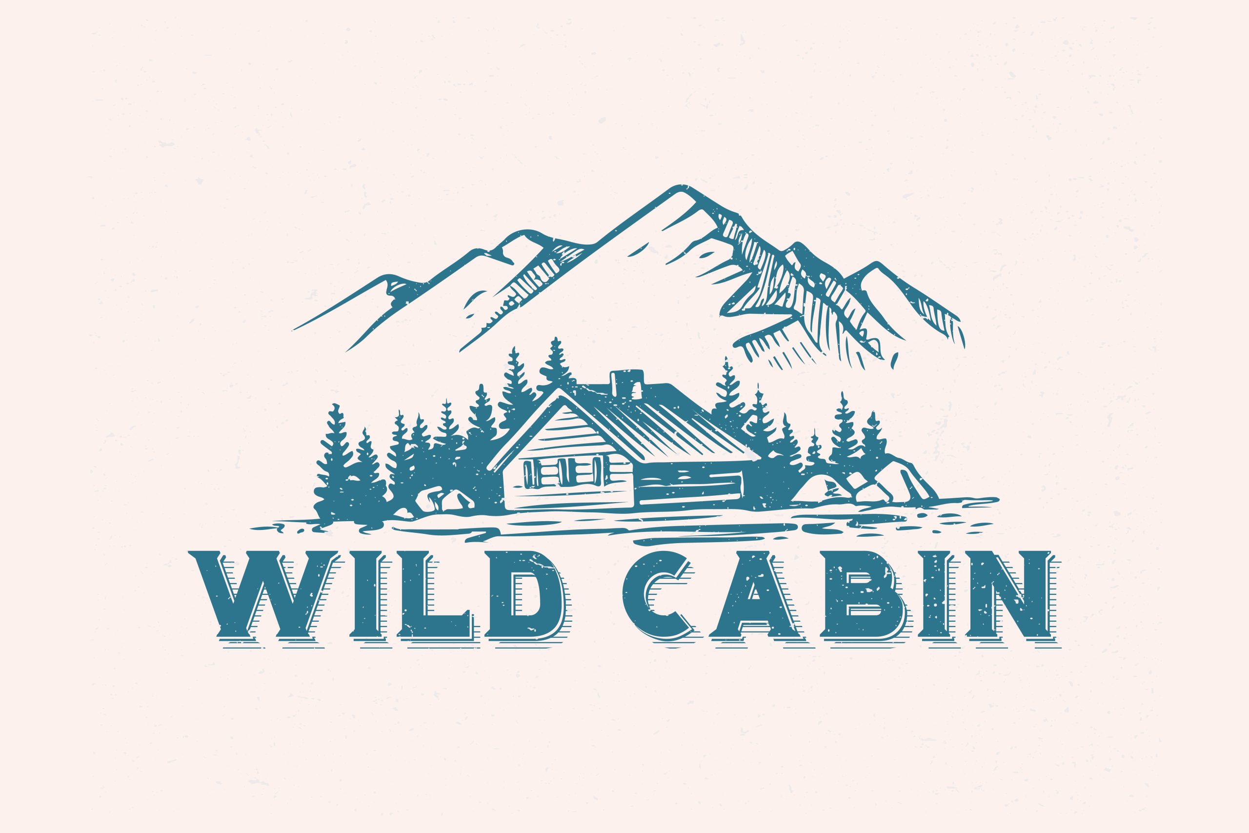 Camping-illustration-mountains-with-cabin-and-pine-trees-scaled