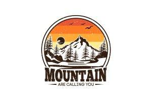 Creative mountain logo design free vector illustration