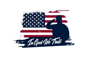 Custom Typography American Flag with soldier T-Shirt Illustrations